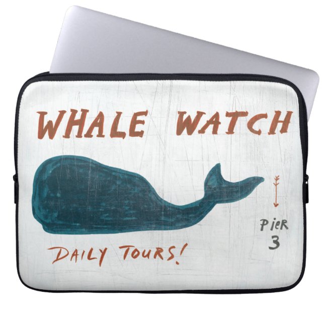 Protection Pour Ordinateur Portable Montre côtière de baleine de l'art | (Devant)