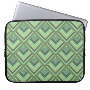 Protection Pour Ordinateur Portable Motif à échelle à rayures vert olive