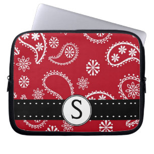 Protection Pour Ordinateur Portable Motif assez rouge de Paisley avec le monogramme