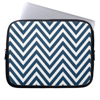 PROTECTION POUR ORDINATEUR PORTABLE MOTIF BLANC DE CHEVRON DE BLEU MARINE