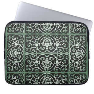 Protection Pour Ordinateur Portable Motif de défilement vert et noir