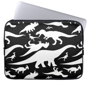 Protection Pour Ordinateur Portable Motif de dinosaures noir et blanc