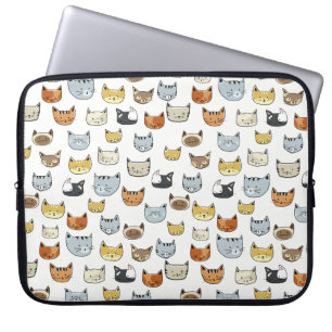 Protection Pour Ordinateur Portable Motif de Doodle visage de chat