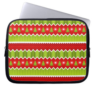Protection Pour Ordinateur Portable Motif De Frappes Chevron Rouge Et Vert Noël