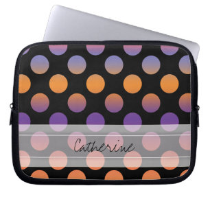 Protection Pour Ordinateur Portable Motif de point de Polka rouge violet orange noir