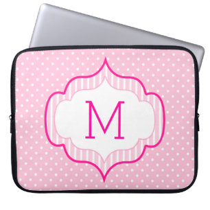 Protection Pour Ordinateur Portable Motif de point fait sur commande rose Girly de