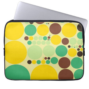 Protection Pour Ordinateur Portable Motif de pois jaune, bleu, Brown