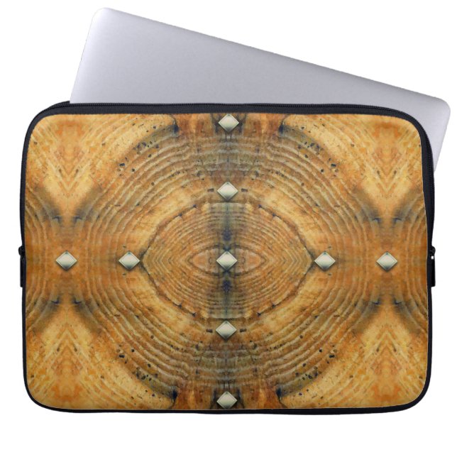 Protection Pour Ordinateur Portable Motif de sol clouté en brun doré (Devant)