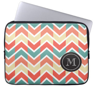 Protection Pour Ordinateur Portable Motif de zigzag bleu rose d'abrégé sur dessin