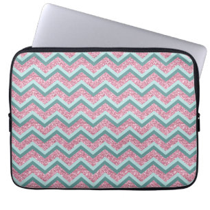 Protection Pour Ordinateur Portable Motif de zigzag rose de parties scintillantes