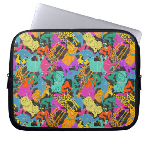 Protection Pour Ordinateur Portable Motif des silhouettes d'animaux rétro