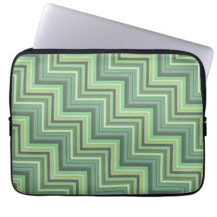 Protection Pour Ordinateur Portable Motif d'escalier à rayures vert olive