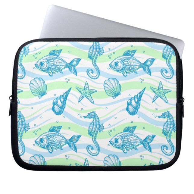 Protection Pour Ordinateur Portable Motif d'esquisse marine (Devant)