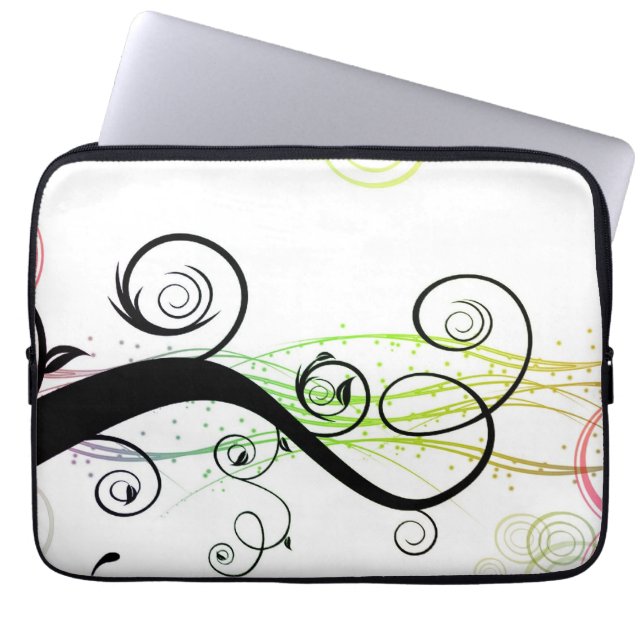 Protection Pour Ordinateur Portable Motif en spirale avec le feuille et les cercles (Devant)