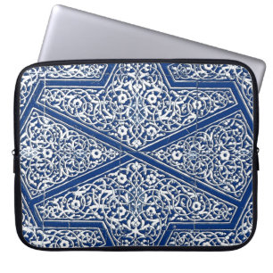 Protection Pour Ordinateur Portable Motif en tuiles persanes - bleu cobalt et blanc