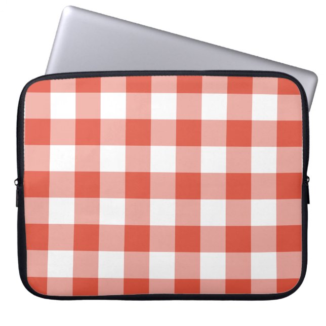 Protection Pour Ordinateur Portable Motif En vichy orange et blanc (Devant)