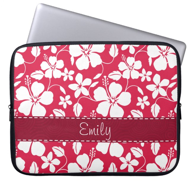 Protection Pour Ordinateur Portable Motif floral tropical de Fuschia (Devant)