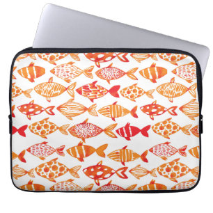 Protection Pour Ordinateur Portable Motif orange lumineux de poissons d'aquarelle