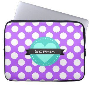 Protection Pour Ordinateur Portable Motif Polka bleu violet