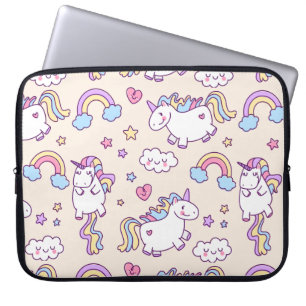Protection Pour Ordinateur Portable Motif potelé d'arc-en-ciel de licornes de vol de