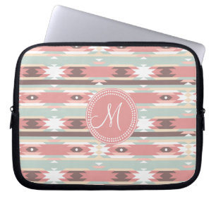 Protection Pour Ordinateur Portable Motif rose aztèque tribal de monogramme