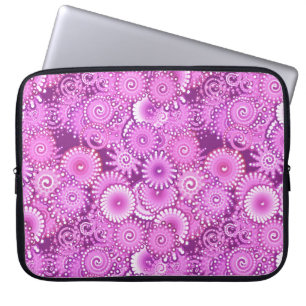 Protection Pour Ordinateur Portable Motif tourbillon fractal, nuances de prune et de v