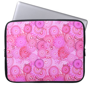 Protection Pour Ordinateur Portable Motif tourbillon fractal, rose et fuchsia