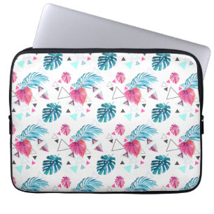 Protection Pour Ordinateur Portable Motif triangulaire de feuilles tropicales