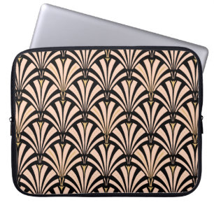 Protection Pour Ordinateur Portable Motif ventilateur Art déco - pêche en noir