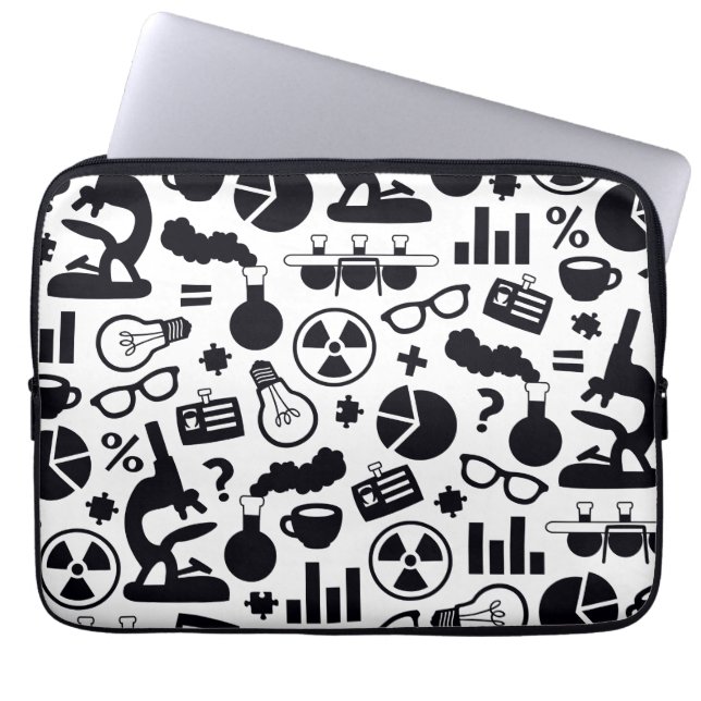 Protection Pour Ordinateur Portable Noir de motif de la Science sur le blanc (Devant)