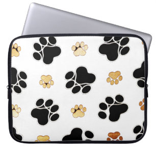 Protection Pour Ordinateur Portable Noir et blanc canin bronzage d'empreinte de patte