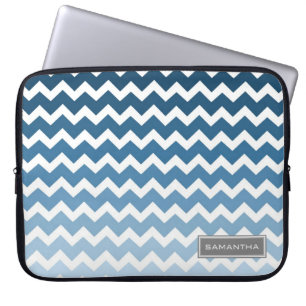 Protection Pour Ordinateur Portable Nom bleu de coutume d'Ombre Chevron d'ordinateur