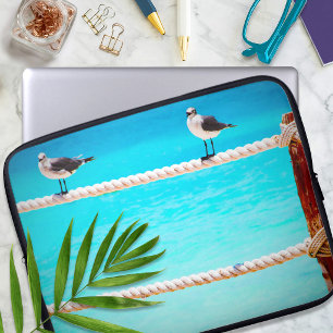 Protection Pour Ordinateur Portable Oiseaux de plage de mer turquoise photo côtière