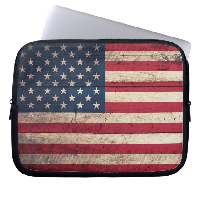 Protection Pour Ordinateur Portable Old wooden American Flag (Devant)