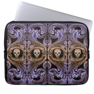 Protection Pour Ordinateur Portable Ornement Goth Purple Avec Crâne