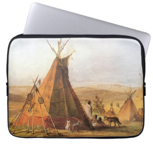 Protection Pour Ordinateur Portable Ouest d'Amérique vintage, Teepees on Plain par Bod