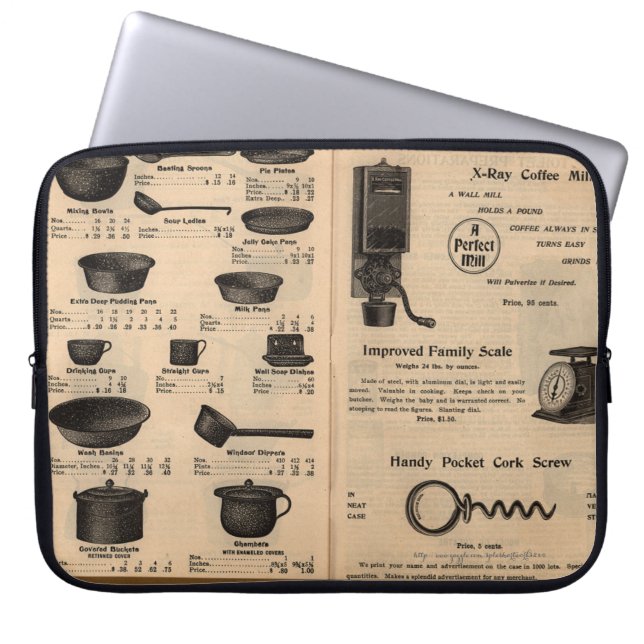 Protection Pour Ordinateur Portable "Outils de cuisine Vintages" (Devant)