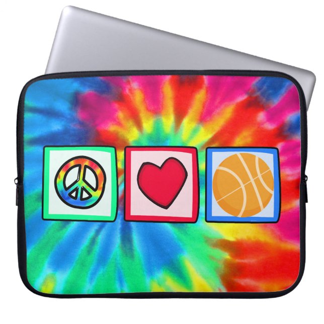 Protection Pour Ordinateur Portable Paix, amour, basket-ball (Devant)