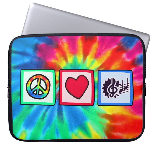 Protection Pour Ordinateur Portable Paix, amour, musique (Devant)