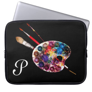 Protection Pour Ordinateur Portable PALETTE DE COULEUR ARTISTE MONOGRAMME Noir