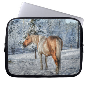 Protection Pour Ordinateur Portable Palomino Paint Horse et équine de neige Photo
