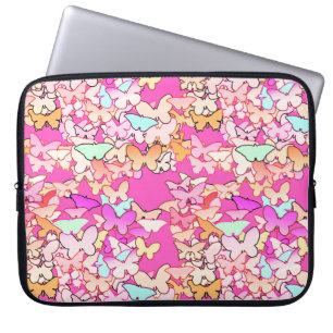 Protection Pour Ordinateur Portable Papillons, roses multiples et profondes