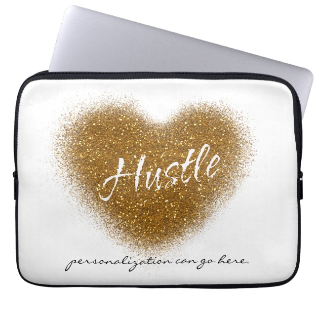 Protection Pour Ordinateur Portable Parties scintillant d'or HUSTLE Heart Glamor Porta (Devant)