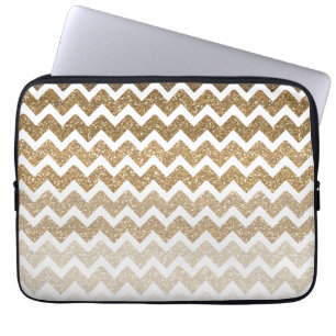 Protection Pour Ordinateur Portable Parties scintillant Gold Faux Chevron Ombre