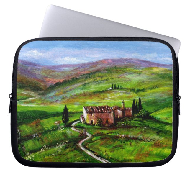 PROTECTION POUR ORDINATEUR PORTABLE PAYSAGE TOSCANE AUX COLLINES VERTES (Devant)