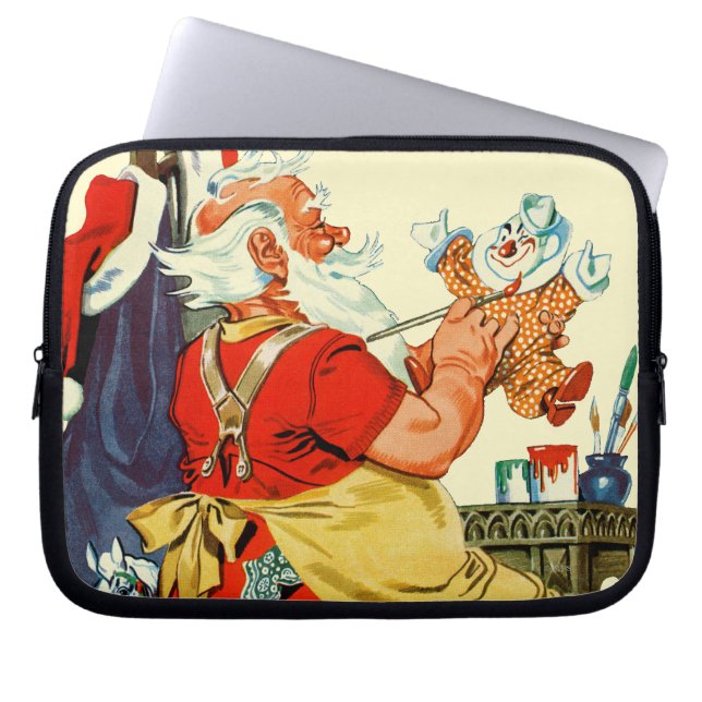 Protection Pour Ordinateur Portable Père Noël au travail (Devant)