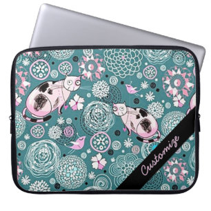 Protection Pour Ordinateur Portable Personalized Funky Pink Cat Pattern Laptop Sleeve