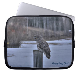 Protection Pour Ordinateur Portable Photo de la faune du Raptor de Chouette Grise