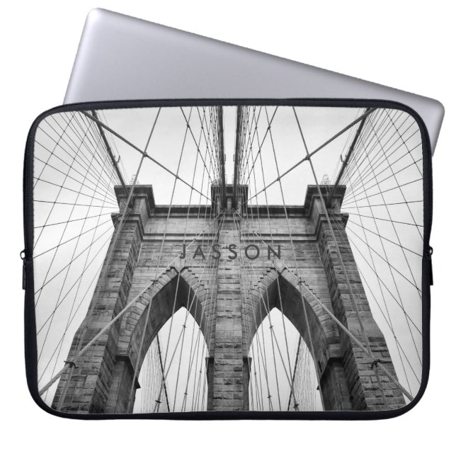 Protection Pour Ordinateur Portable Photographie noir et blanc Pont Brooklyn (Devant)