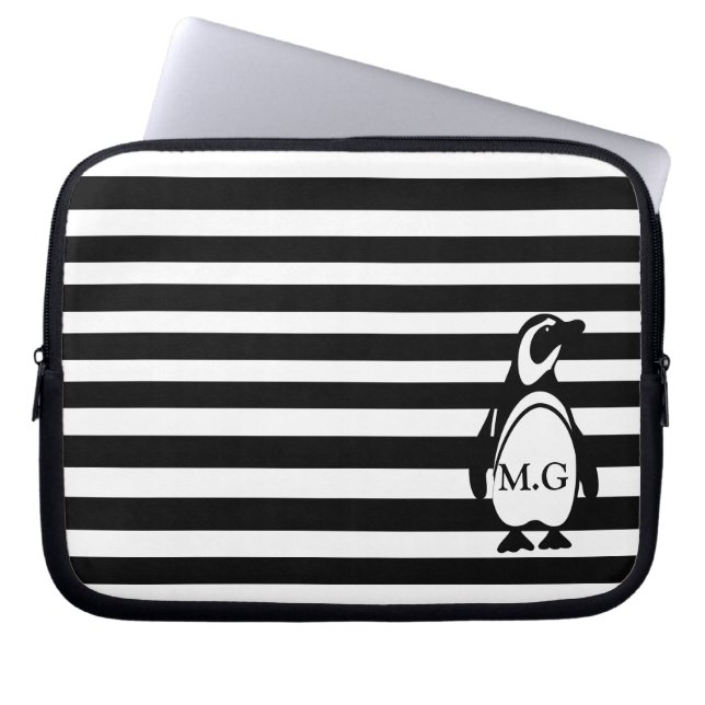 Protection Pour Ordinateur Portable Pingouin et rayures (Devant)